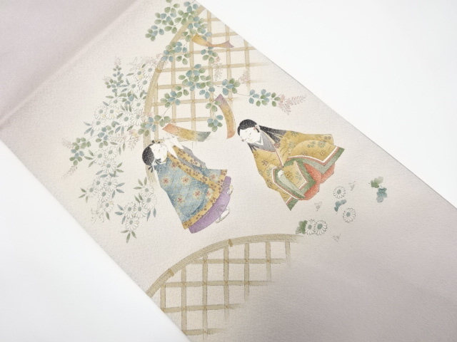 アンティーク　手描き　光悦垣に短冊・同時模様袋帯（材料）